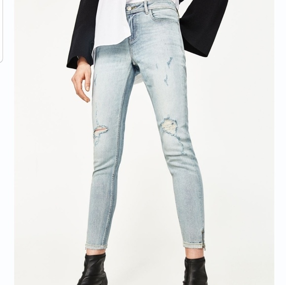 Zara basic distressed Midrise skinny jean size 4 - Picture 1 of 8